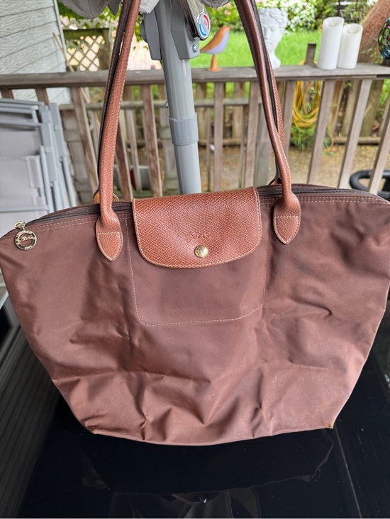 Longchamp Handbags - Longchamp Brown Nylon Tote with Tan Leather Trim medium